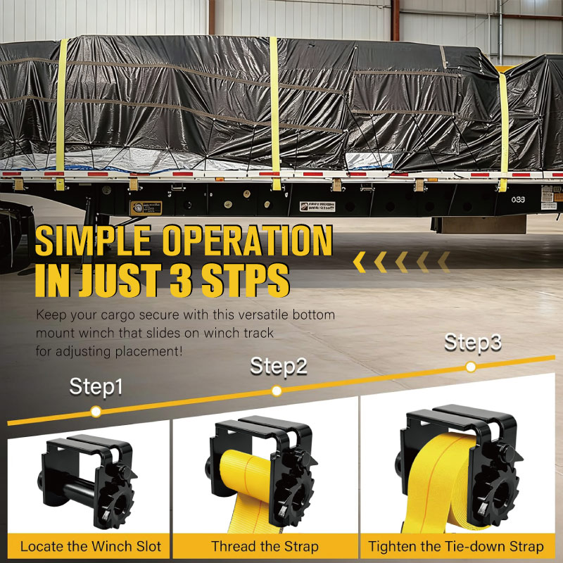 Double L Track Winch for Flatbed Trailer Tie Down Straps